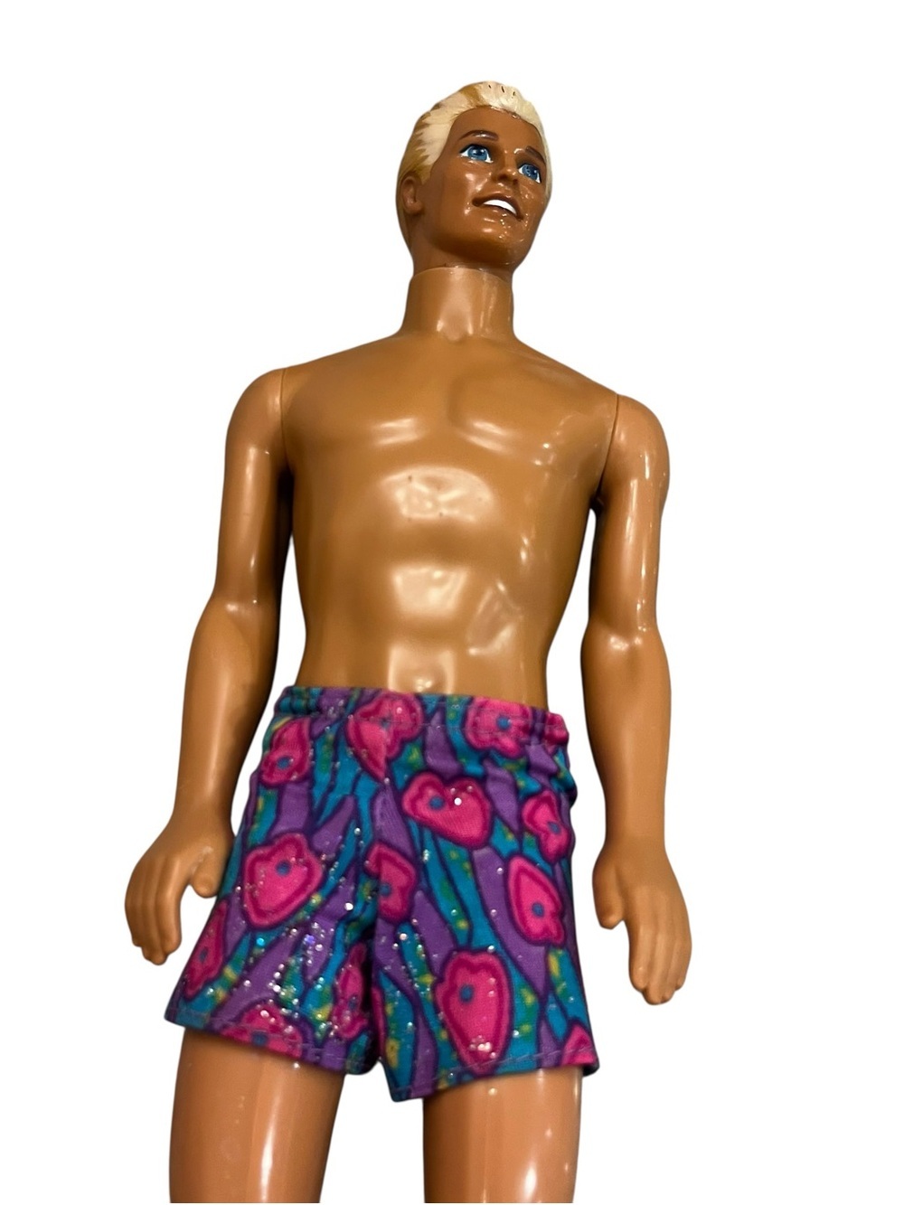 Vintage 90s Barbie glitter Ken beach tropical tan doll bathing suit